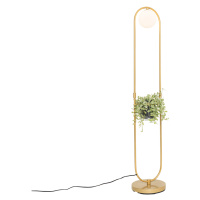 Stojacia lampa Art Deco zlatá s bielym sklom - Isabella