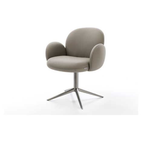 DELIFE Otočná jedálenská stolička Nube-Flex s opierkami pravá koža tmavobéžová podstava grafitov