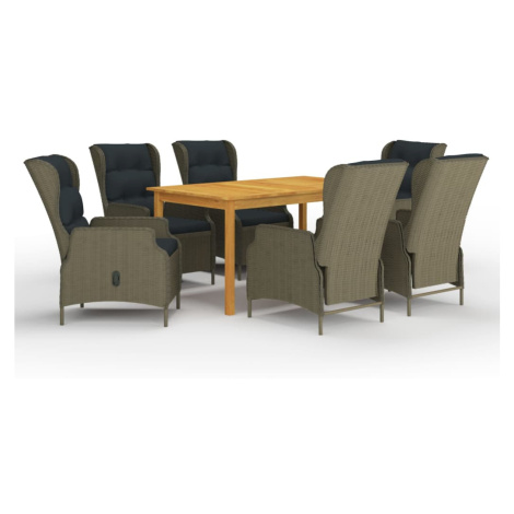 vidaXL 7-dielna záhradná jedálenská súprava hnedá