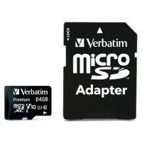 VERBATIM MicroSDXC Premium karta 64GB + SD adaptér