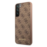 Plastové puzdro Gues na Samsung Galaxy S22 5G GUHCS22SG4GFBR Metal Gold Logo hnedé