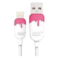 Kábel Lightning na USB, gumový 1m, CC, biela/ružová