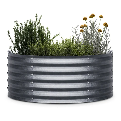 Blumfeldt High Grow polkruhový vyvýšený záhon 105 x 43 x 60 cm oceľový trapézový plech, jednoduc