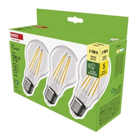 EMOS LED žiarovka Filament A60 / E27 / 5 W (75 W) /1 060 lm