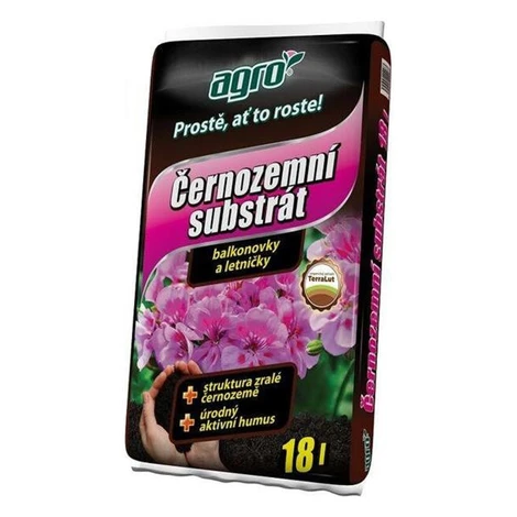 Čiernozemný substrát pre balkónovky a letničky AGRO 18l