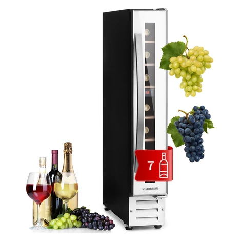 Klarstein Vinovilla 7 built-in Uno Quartz, vstavaná vinotéka, biele sklo, nehrdzavejúca oceľ