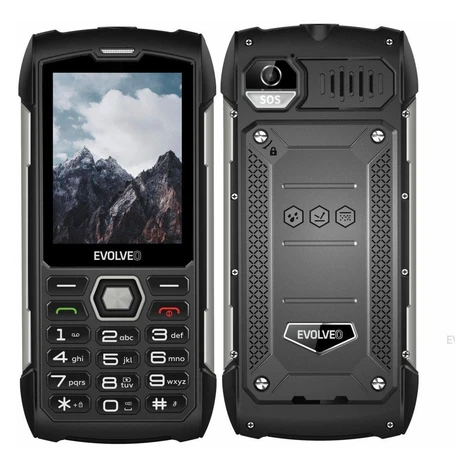 EVOLVEO StrongPhone H1, 2,8" vodotesný odolný/2xSIM/2px/micro SDHC/5000mAh/čierna-strieborná