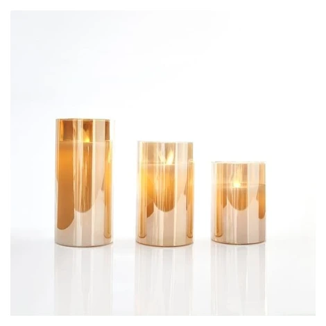Eurolamp Vianočná dekorácia sklenená LED sviečka, časovač, 7,5 x 15 cm, 1 ks