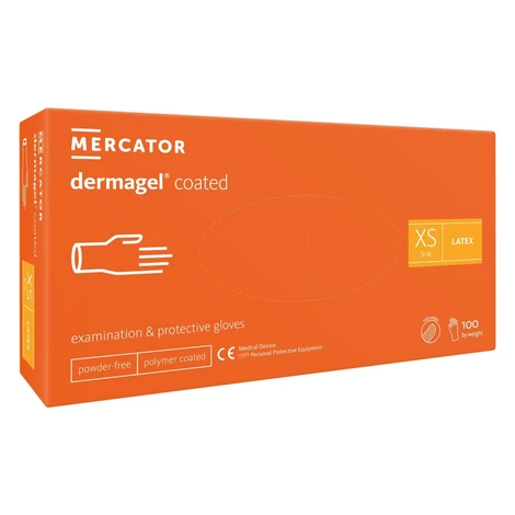 DERMAGEL COATED - Latexové nepudrované rukavice telové, vnútorná vrstva polymér, 100 ks, XL