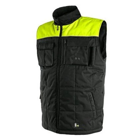 Pánska zimná vesta SEATTLE, fleece, čierno-žltá, veľ. XL