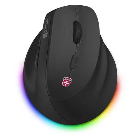 CONNECT IT FOR HEALTH Cloudy bezdrôtová vertikálna myš, RGB podsvietenie, 2xBT, USB ČIERNA