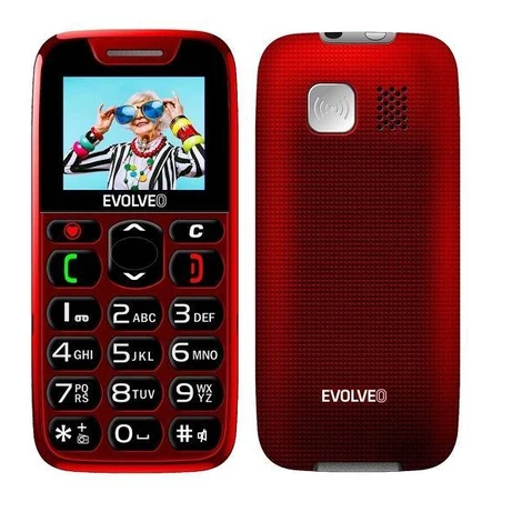 EVOLVEO EasyPhone, mobilný telefón pre seniorov s nabíjacím stojanom, červená