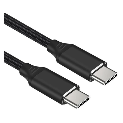 PremiumCord Kábel USB-C M/M, 240W 480Mbps čierny bavlnený oplet, 1,5m