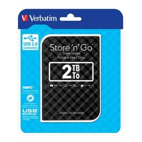 Verbatim externý pevný disk, Store N Go, 2.5", USB 3.0 (3.2 Gen 1), 2TB, 53195, černý