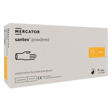 SANTEX POWDERED – Latexové púdrované rukavice telové, 100 ks, XS