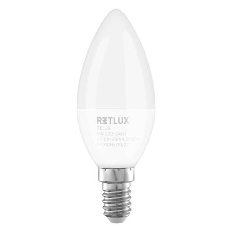 Žiarovka LED E14 5W C37 biela teplá RETLUX REL 35 4ks