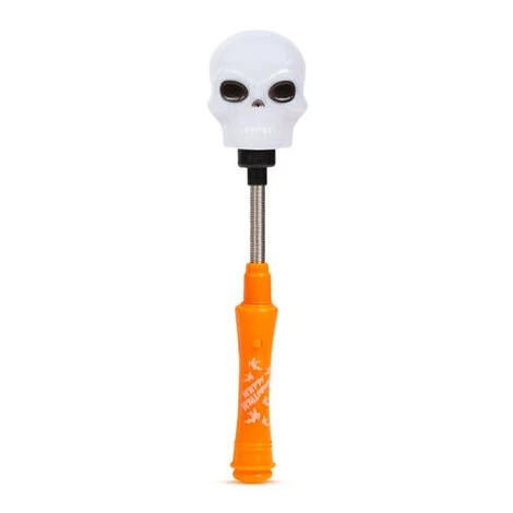 Halloweenska LED lampa - lebka na pružine - na batérie