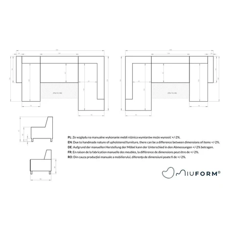 Tmavosivá rozkladacia pohovka do "U" Miuform Dazzling Daisy, ľavý roh