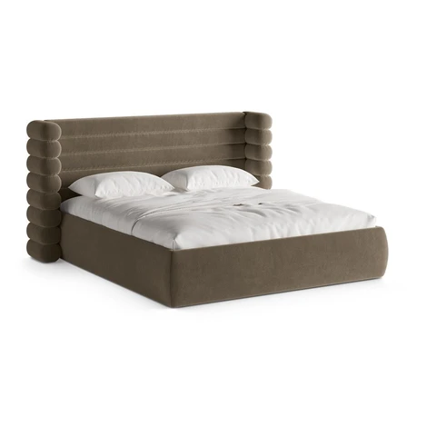 Taupe čalúnená dvojlôžková posteľ s úložným priestorom s roštom 160x200 cm Mount – Micadoni