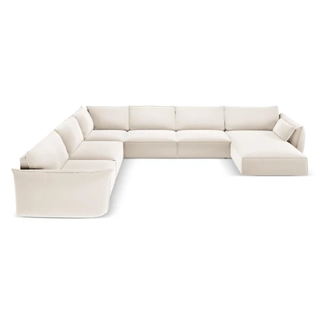 Béžová zamatová rohová pohovka (ľavý roh/do "U") Vanda – Mazzini Sofas