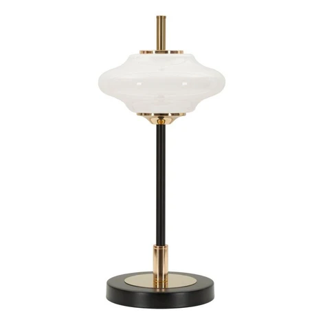 Biela/čierna stolová lampa so skleneným tienidlom (výška  46 cm) Vintage – Mauro Ferretti