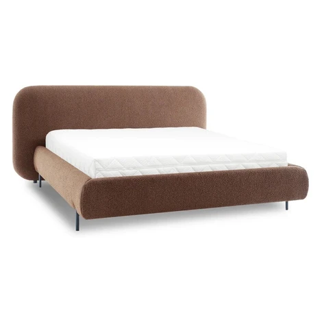Terakotová čalúnená dvojlôžková posteľ s úložným priestorom s roštom 160x200 cm Pointt – ELTAP