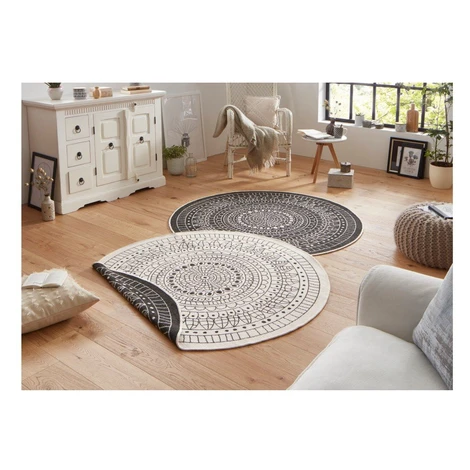 Čierno-krémový vonkajší koberec NORTHRUGS Porto, ø 200 cm Hanse Home