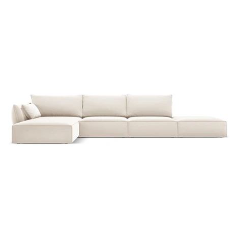 Béžová zamatová rohová pohovka (ľavý roh/s leňoškou) Vanda – Mazzini Sofas