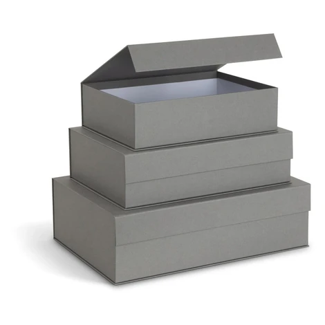Sivé kartónové úložné boxy v súprave 3 ks s vekom 42,5x29,5x13 cm Kian Paper Laminate – Bigso