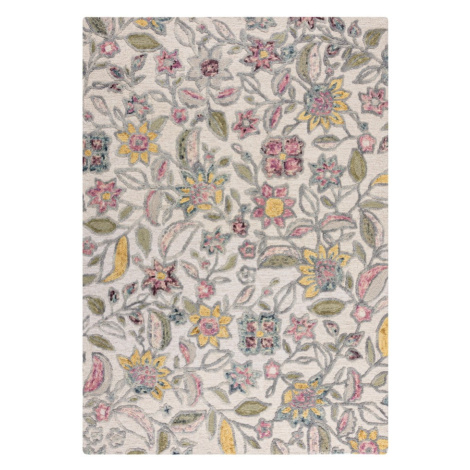 Krémový ručne tkaný vlnený koberec 160x230 cm Tania Floral – Flair Rugs