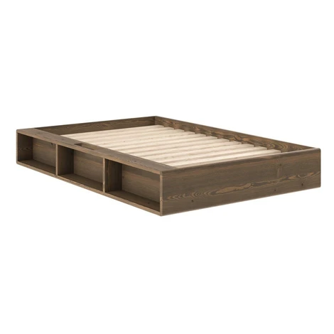 Jednolôžková posteľ z borovicového dreva bez čela s roštom 120x200 cm v tmavo prírodnej farbe Zi Karup Design
