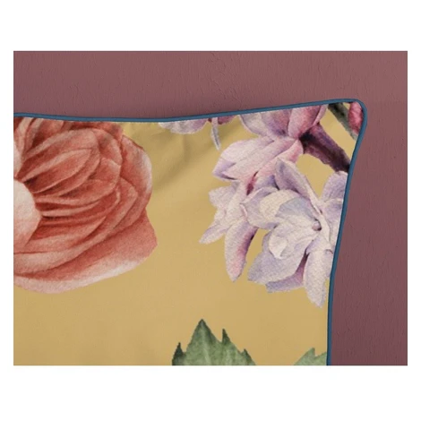 Žlté obliečky z organickej bavlny na jednolôžko Descanso Flowery, 140 x 200 cm