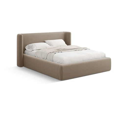Svetlohnedá čalúnená dvojlôžková posteľ s úložným priestorom s roštom 200x200 cm Jason – Windsor Windsor & Co Sofas