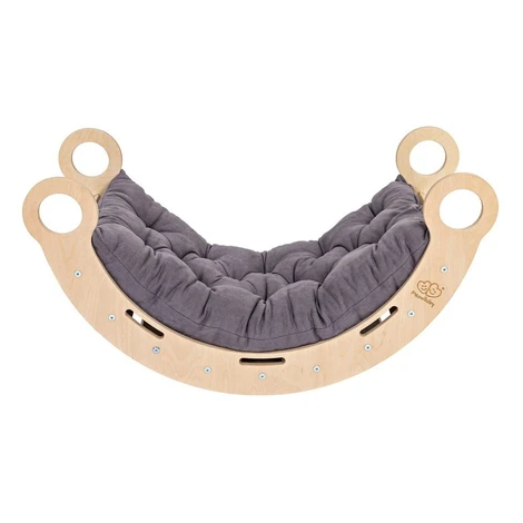 Sivá/v prírodnej farbe hojdačka z borovicového dreva 39x75x38 cm Montessori – Meowbaby