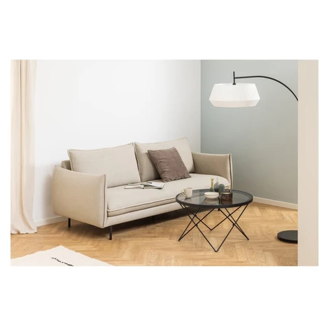 Čierny konferenčný stolík so sklenenou doskou ø 80 cm Cuxton – Actona