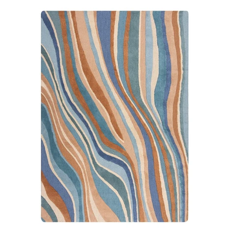 Modrý ručne tkaný vlnený koberec 160x230 cm Abstract Flow – Flair Rugs