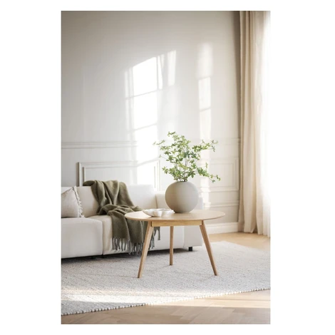 Okrúhly konferenčný stolík v dekore duba v prírodnej farbe 90x90 cm Yumi - Rowico
