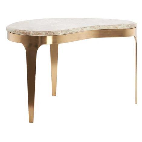 Konferenčný stolík s mramorovou doskou v bronzovej farbe/taupe 39x65 cm Giulio – Light & Living