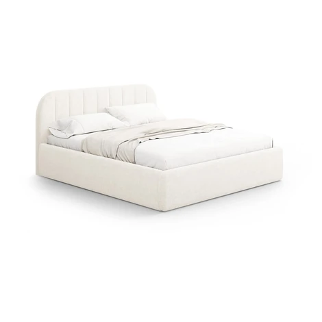 Slonovinová čalúnená dvojlôžková posteľ s úložným priestorom s roštom 160x200 cm Juno – Windsor  Windsor & Co Sofas