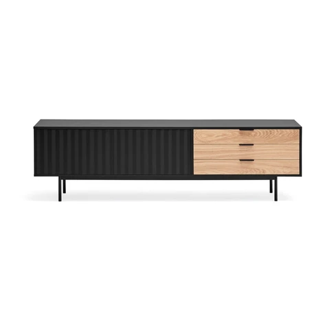 TV stolík v dekore duba v čierno-prírodnej farbe 180x52 cm Sierra – Teulat