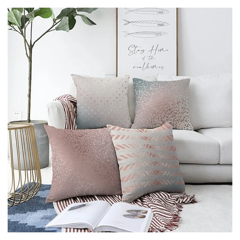 Súprava 4 obliečok na vankúše Minimalist Cushion Covers Glitters, 55 x 55 cm