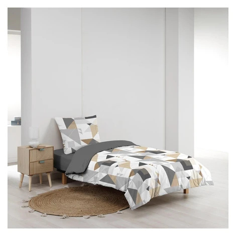 Bielo-sivé predĺžené obliečky na dvojlôžko z mikrovlákna 240x220 cm Trigone – douceur d'intérieu douceur d'intérieur