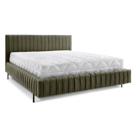 Zelená čalúnená dvojlôžková posteľ s úložným priestorom s roštom 180x200 cm Plissa – ELTAP