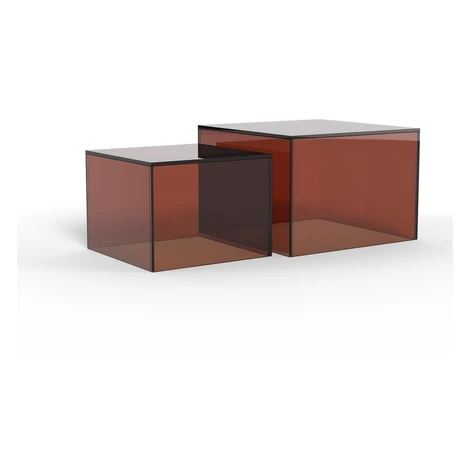 Hnedé sklenené konferenčné stolíky v súprave 2 ks 50x50 cm Dice – Actona