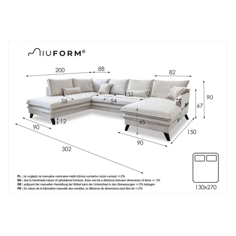 Svetlobéžová rozkladacia pohovka do "U" Miuform Charming Charlie, ľavý roh