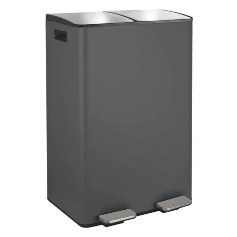 Tmavosivý oceľový odpadkový kôš 2x30 l na triedený odpad/nášľapný Aliya – Spirella