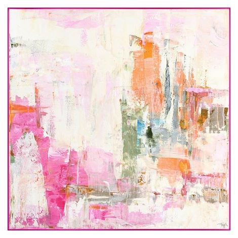Tlačený/s ručne maľovanými prvkami obraz s rámom/na plátne 102x102 cm New Age Pink – Malerifabri