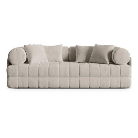 Béžová zamatová rozkladacia pohovka 206 cm Kemi – Cosmopolitan Design