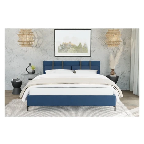 Tmavomodrá čalúnená dvojlôžková posteľ s roštom 140x200 cm Tulsa – Ropez