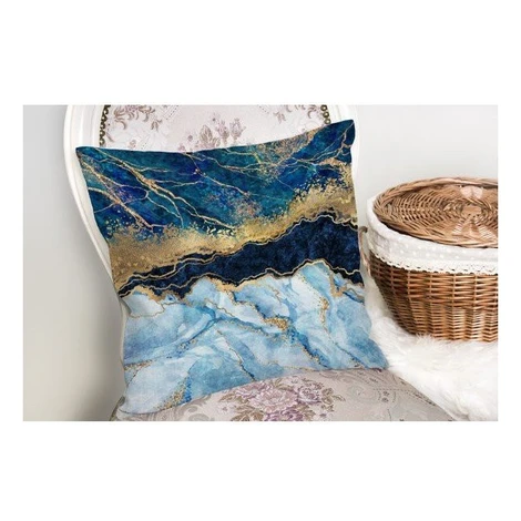 Obliečka na vankúš Minimalist Cushion Covers Marble With Blue, 45 x 45 cm